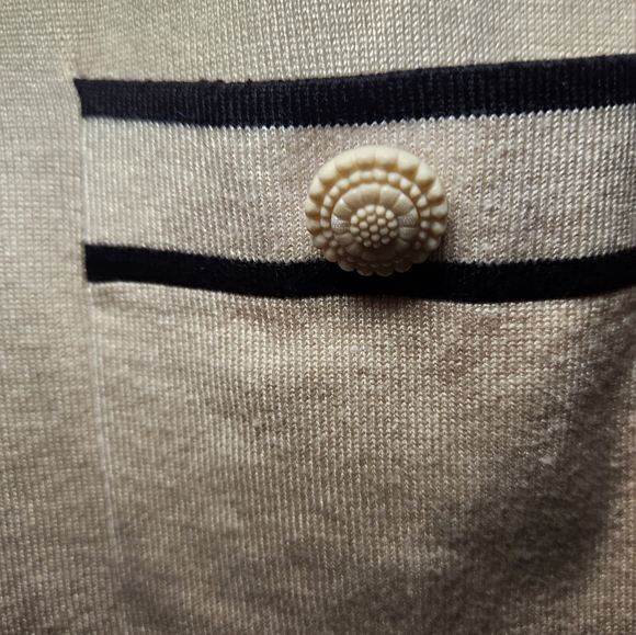 Essentials By Milano Womens Size M Tan Black Trim Cardigan Button Accent Pocket - Picture 3 of 5